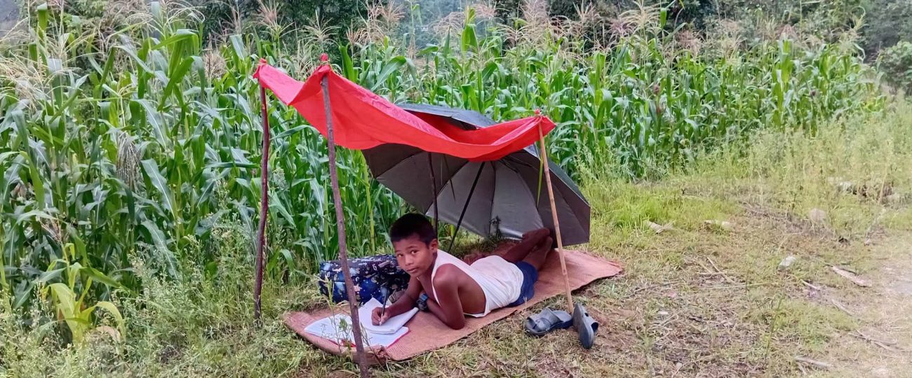 मकैबारीमै विद्यार्थीको कक्षा: बाँदर आतंकले पढाइ प्रभावित